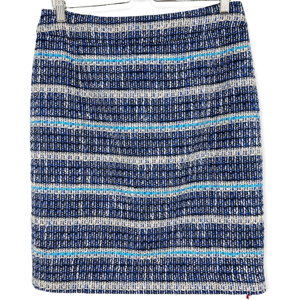 Tory Burch Pencil Skirt Size 10 Blue Weaved